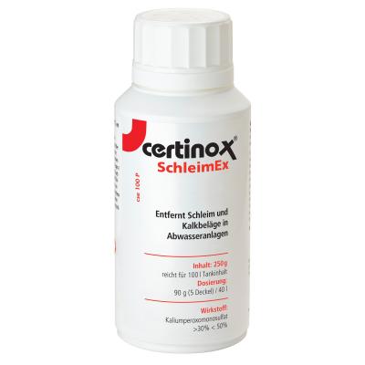 Product image of the product “certinox SchleimEx – Reiniger für Abwassertanks cse 100 p, 250 g Pulver ”