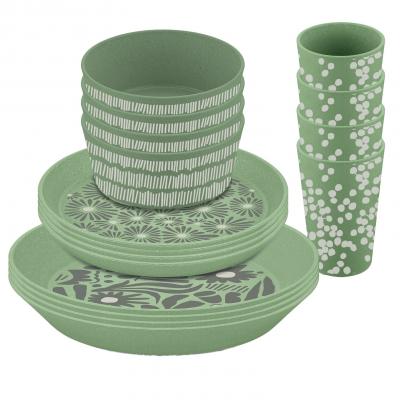 Product image of the product “Geschirrset Blomster Natur Blatt 16-teilig blau ”