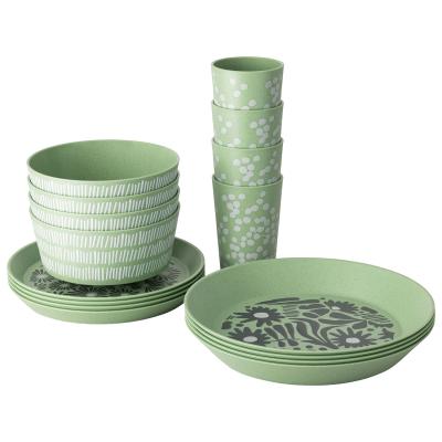 Product image of the product “Geschirrset Blomster Natur Blatt 16-teilig blau ”