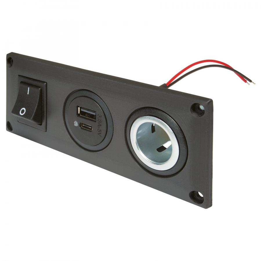 Product image 1 of the product “Einbausteckdose schaltbar, Power | USB-A | USB-C ”