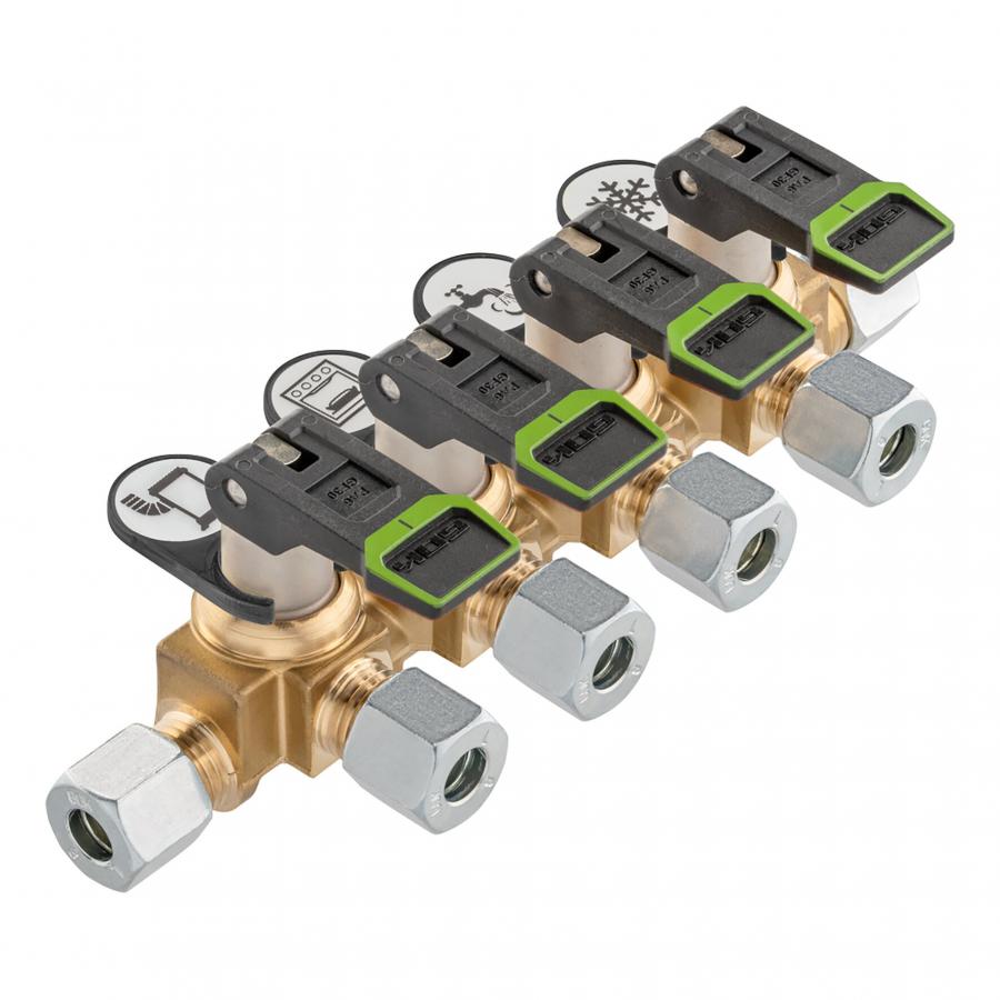 Product image 1 of the product “Verteilerblock KSV-AB4 kurz, ø 10 mm ø 10 mm”