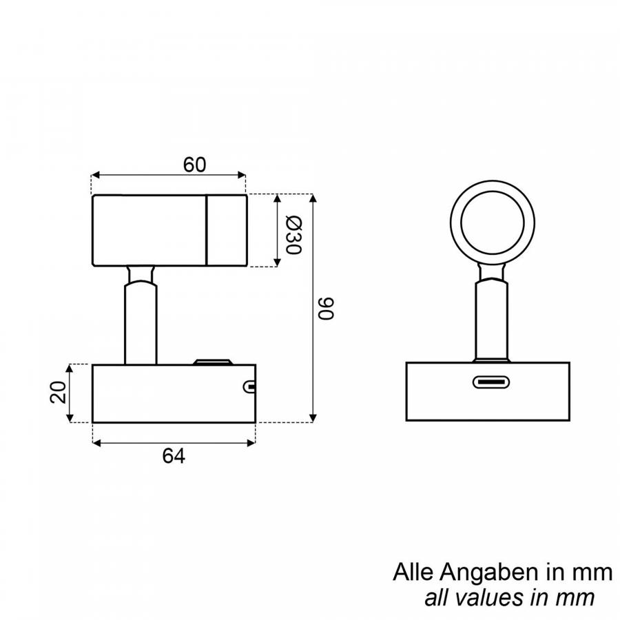 Product image 4 of the product “Aufbauleuchte 2,2 W | USB-C/15 W ”