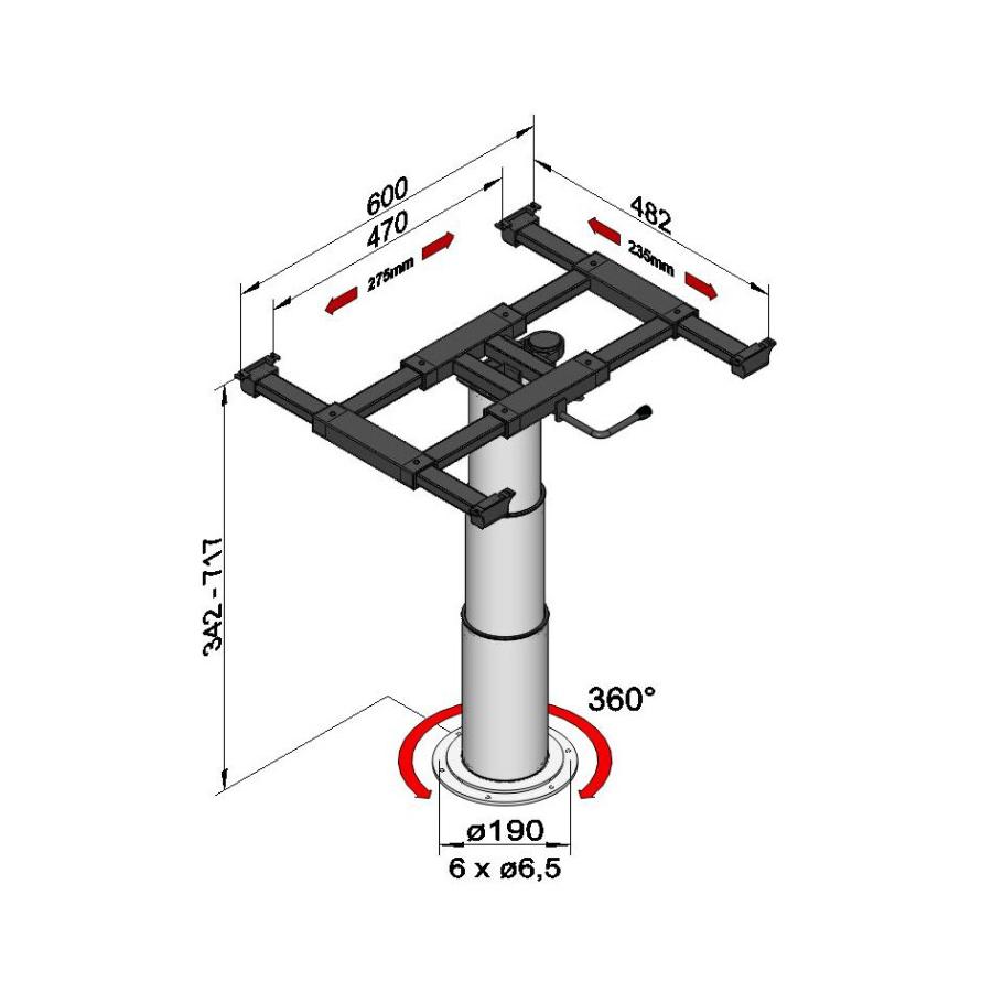 Product image 5 of the product “Einsäulen-Tischgestell mit Verschiebung und Verdrehung ”