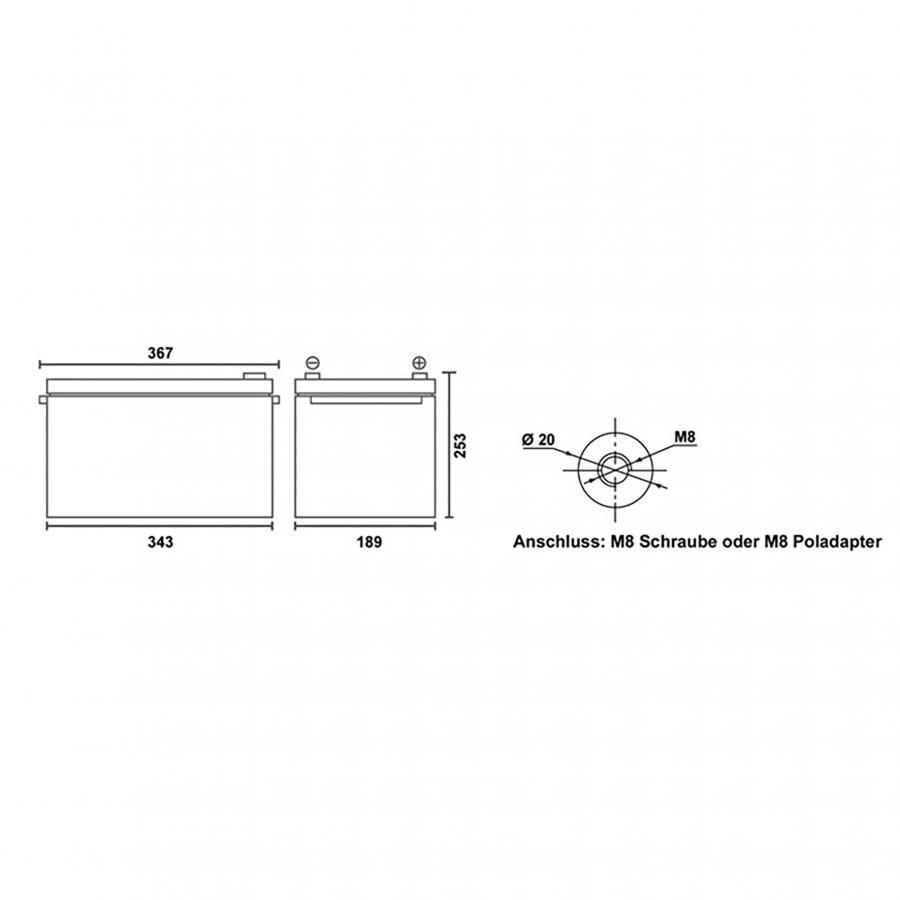 Product image 6 of the product “Lithium Batterie Polar, 320 Ah, Untersitz für Fiat Ducato ”