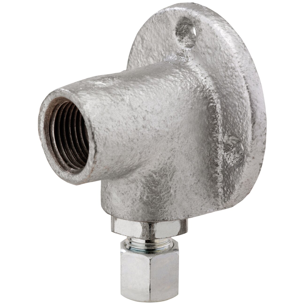 Artikelbild 1 des Artikels “Anschlusswinkel mit Wandflansch Aufputz (für Gassteckdose Rp 1/2 x RVS 8) “