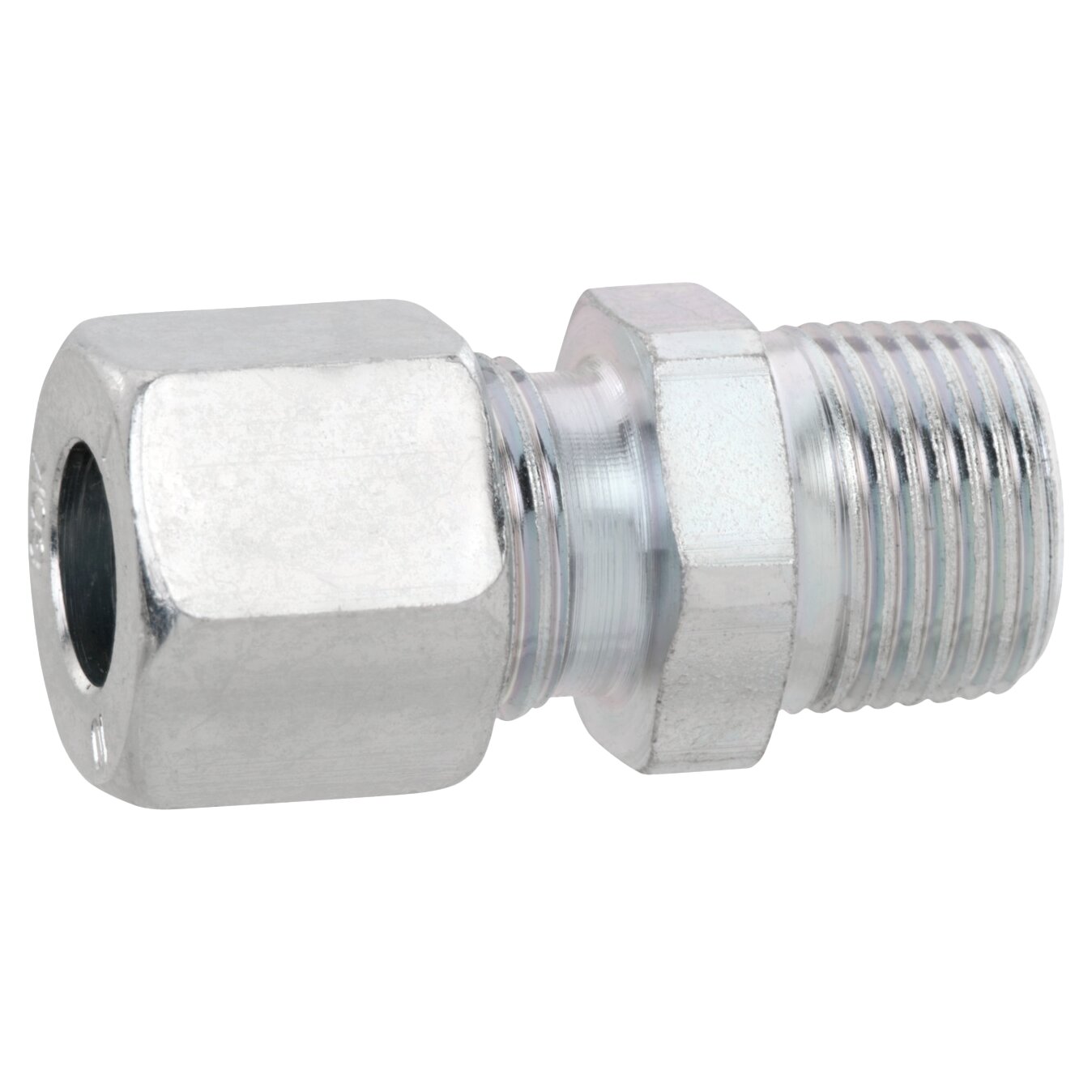 Product image 1 of the product “Gerade Einschraubverschraubung GELRK 10 x R1/2 verzinkt ”