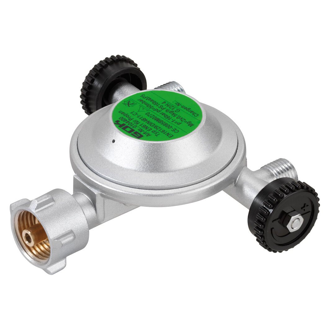 Artikelbild 1 des Artikels “Niederdruckregler Camping, 50 mbar, KLF x 2 x G 1/4 LH-KN 50 mbar | KLF x 2 x G 1/4 LH-KN | KLF x 2 x G 1/4 LH-KN“