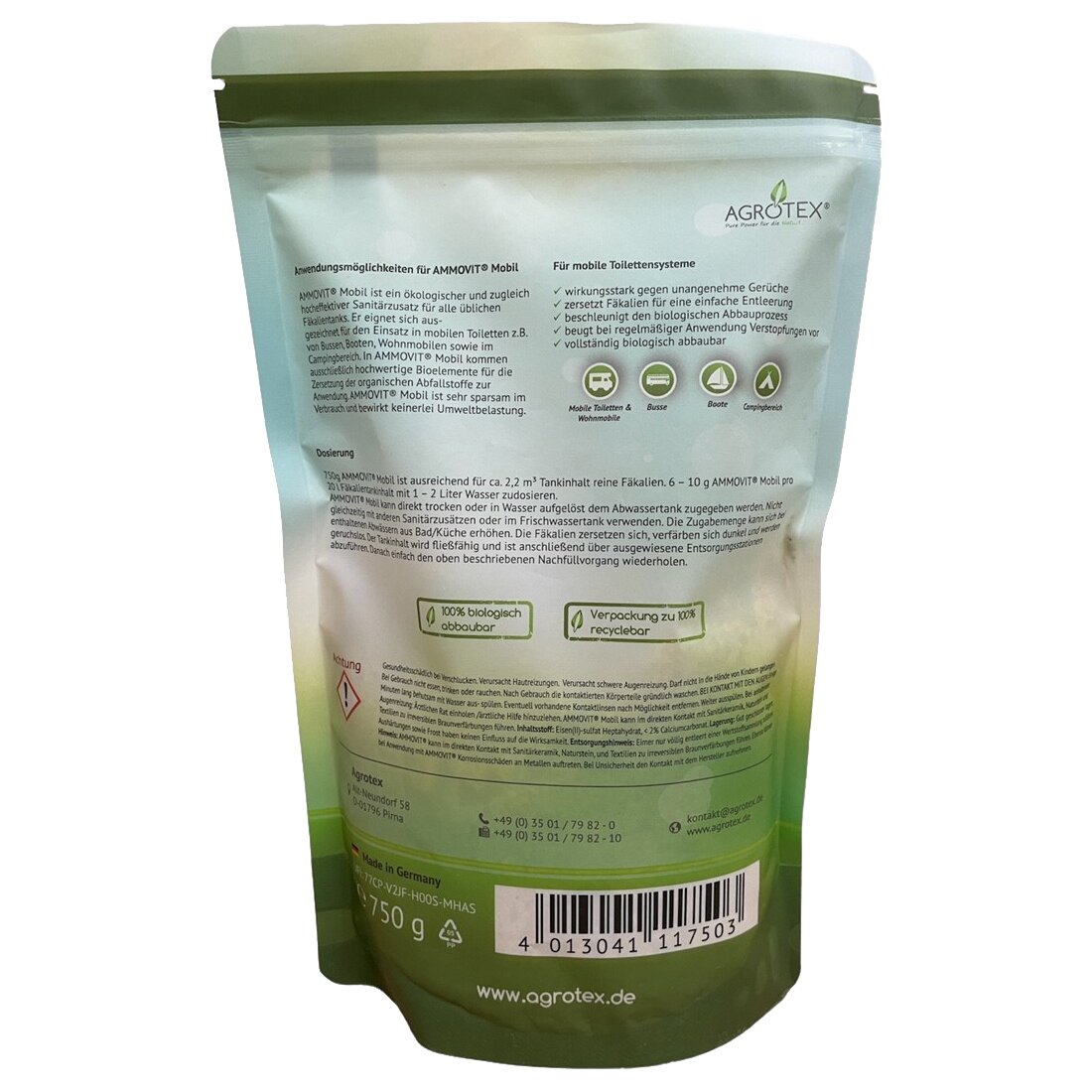 Product image 2 of the product “Ökologischer Sanitärzusatz AMMOVIT Mobil für Campingtoiletten ”