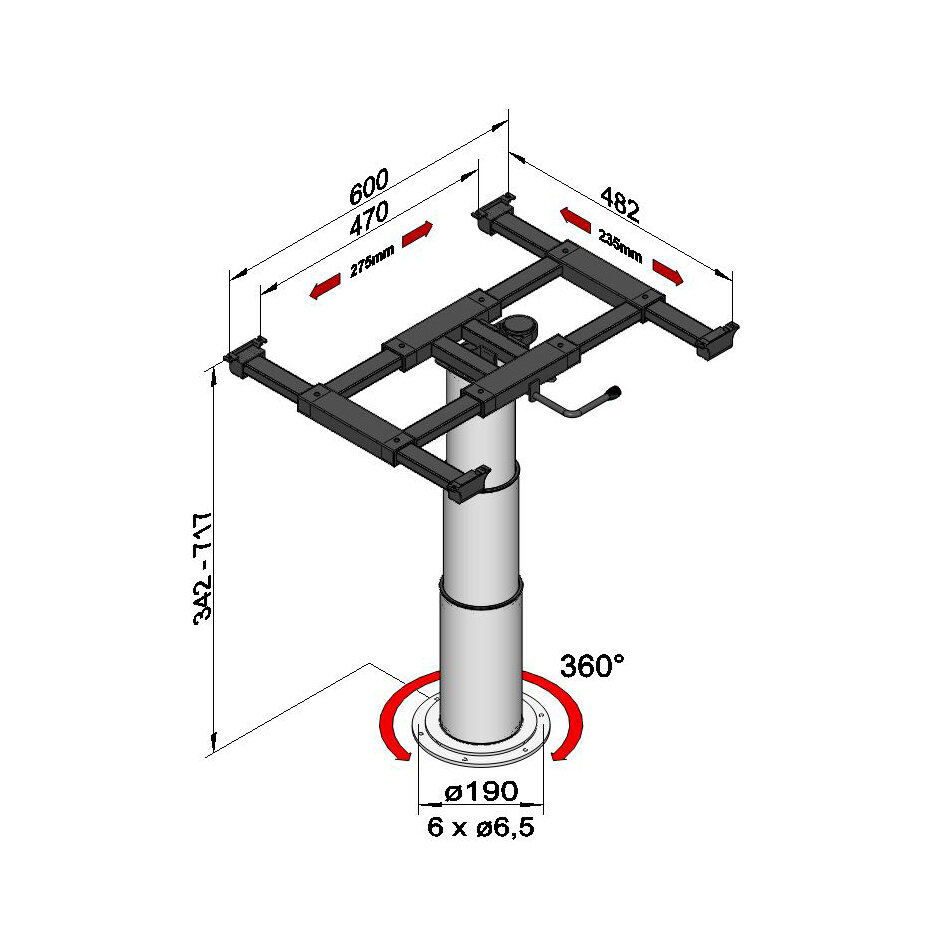 Artikelbild 5 des Artikels “Einsäulen-Tischgestell mit Verschiebung und Verdrehung “